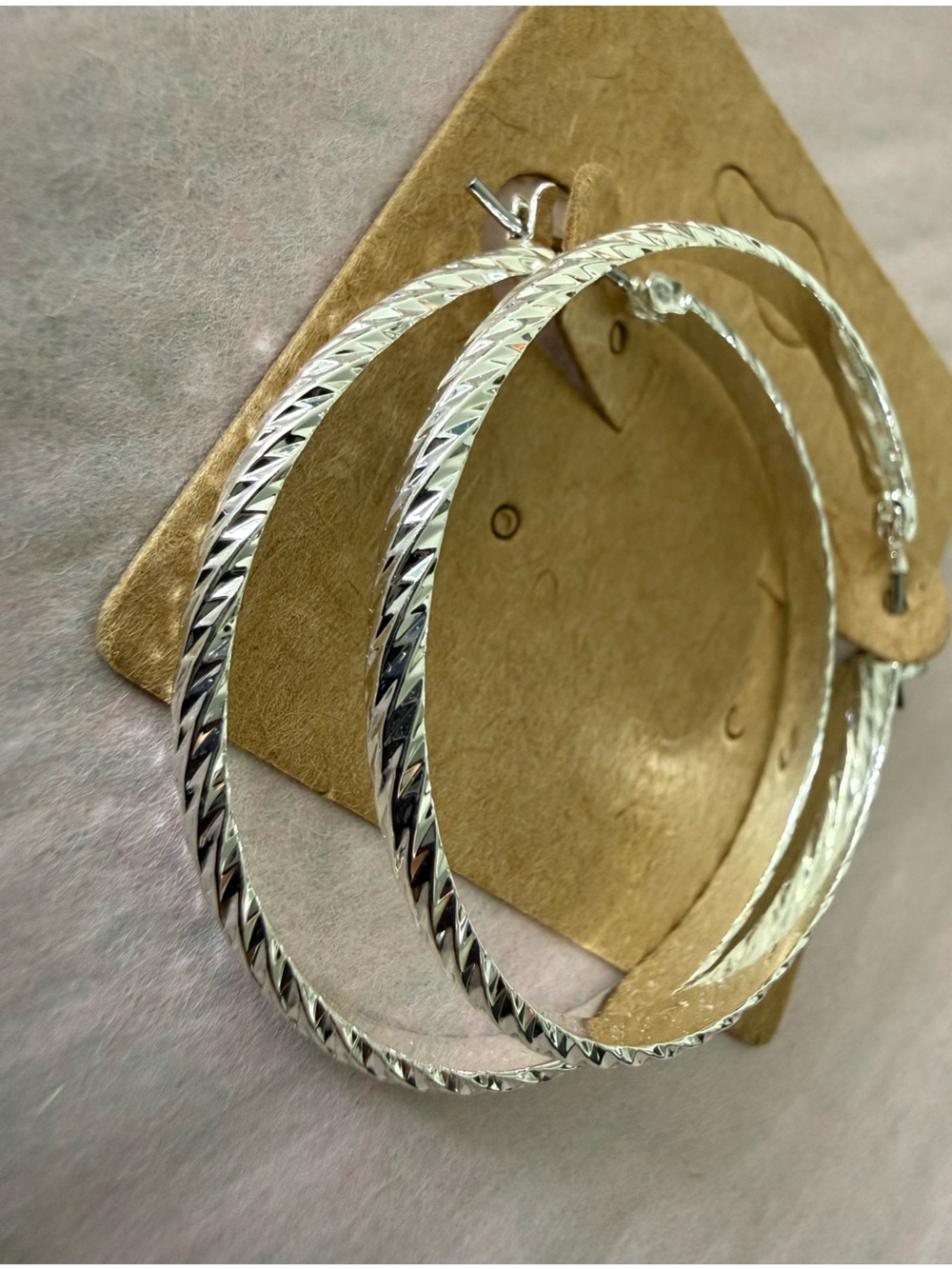 Source Unknown Silver Textured Twisted Hoop Earrings - Picture 2 of 10
